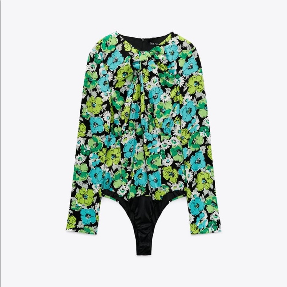 ZARA DRAPED FLORAL BODYSUIT